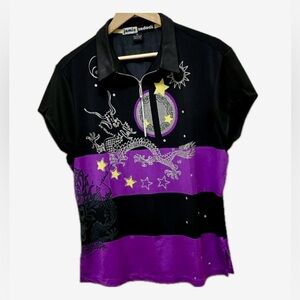 Jamie Sadock golf shirt, short sleeves, black & purple, size XL